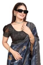 Round Neck Dobby Cotton Lycra Stretchable Elbow Half Sleeve Readymade Saree Blouse for Women Stylish (Copy)