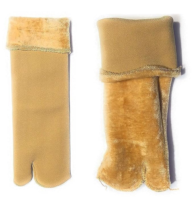 71aZPsy96cL._SX679_ Solid Winter Thick Warm Fleece Lined Thermal Stretchy Elastic Velvet Socks (With Thumb) for Girls/Ladies/Women - Beige & 1 PAIR - Image 1