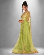 Hand Embroidery Net Saree - Image 3