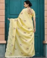 Women Embroidered Saree with Contrast Border - Image 2