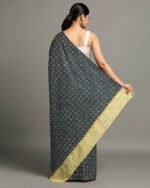 Ajrak Print Khesh Cotton Saree - Image 2